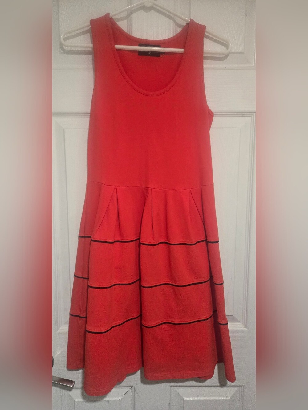 Duffield Lane Coral Red lobster Knit Dress w/ drop waist detail sz SM Nw/oT